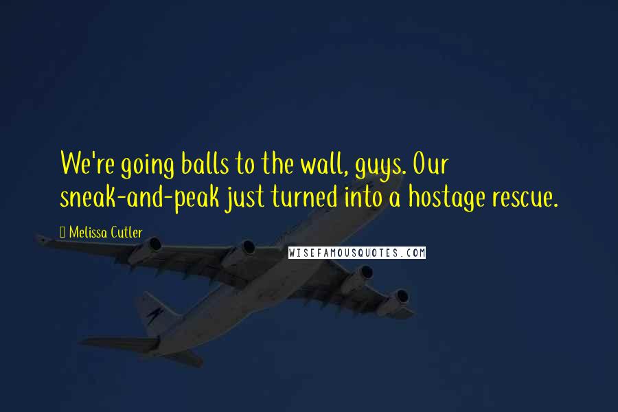 Melissa Cutler Quotes: We're going balls to the wall, guys. Our sneak-and-peak just turned into a hostage rescue.