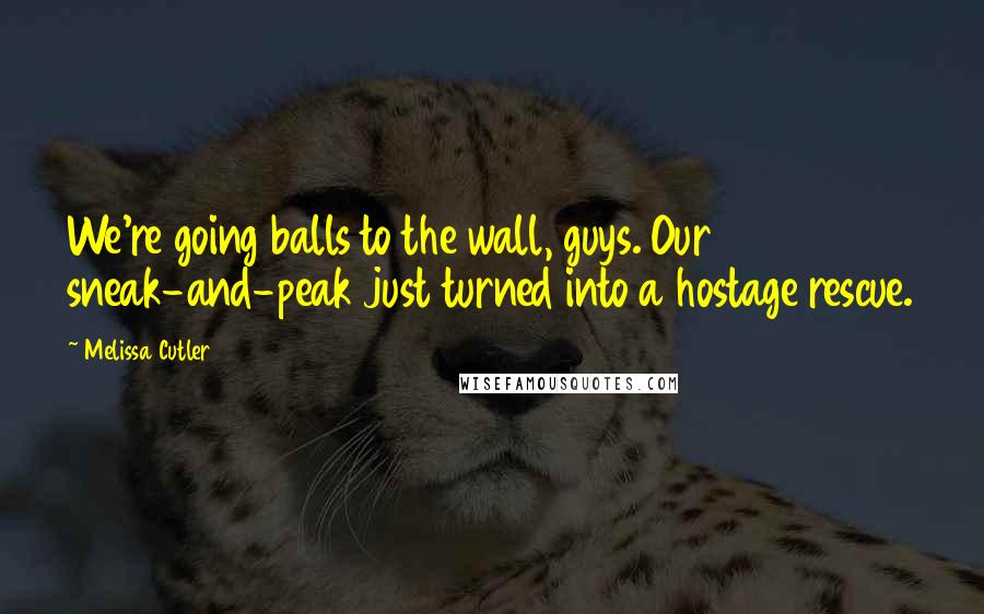 Melissa Cutler Quotes: We're going balls to the wall, guys. Our sneak-and-peak just turned into a hostage rescue.