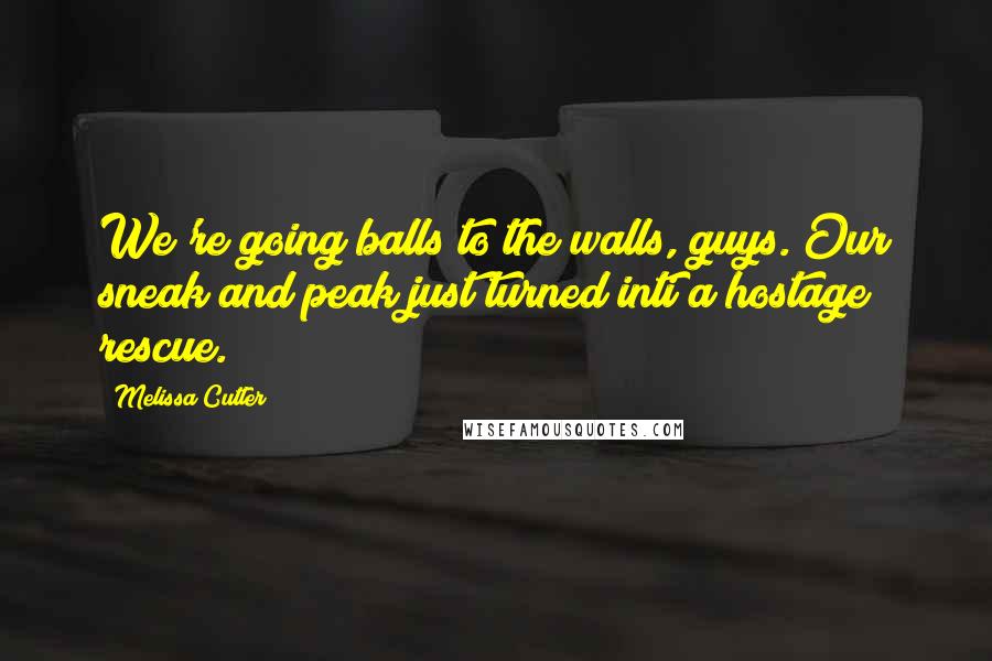 Melissa Cutler Quotes: We're going balls to the walls, guys. Our sneak and peak just turned inti a hostage rescue.