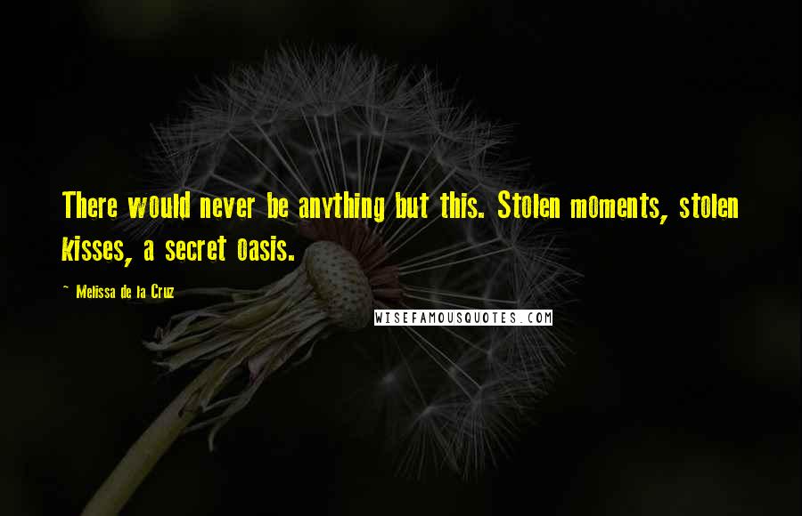 Melissa De La Cruz Quotes: There would never be anything but this. Stolen moments, stolen kisses, a secret oasis.