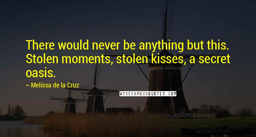 Melissa De La Cruz Quotes: There would never be anything but this. Stolen moments, stolen kisses, a secret oasis.