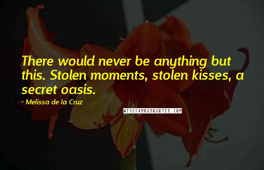 Melissa De La Cruz Quotes: There would never be anything but this. Stolen moments, stolen kisses, a secret oasis.
