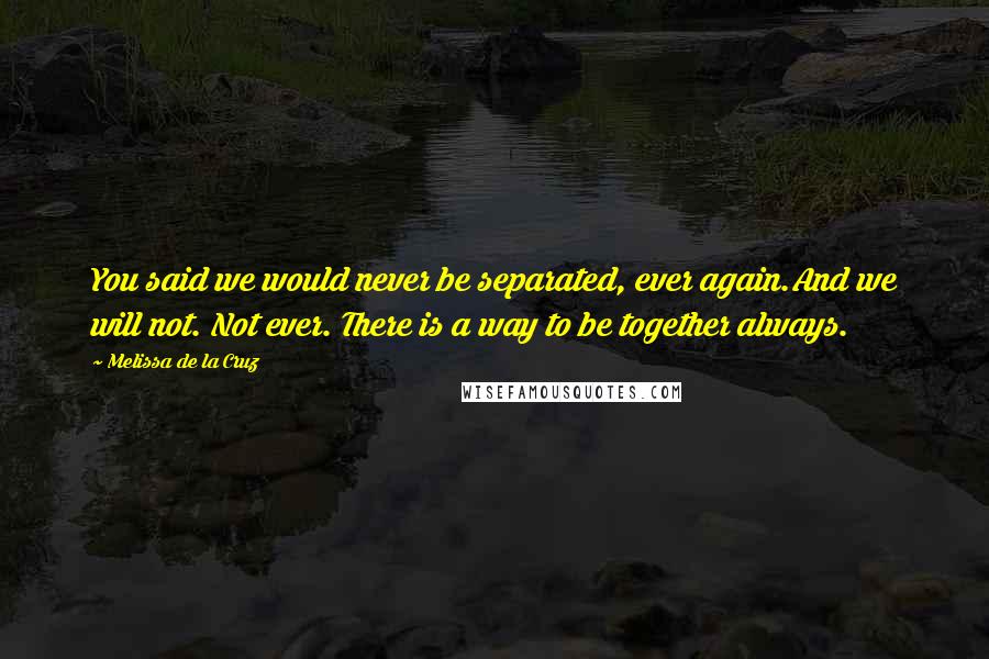 Melissa De La Cruz Quotes: You said we would never be separated, ever again.And we will not. Not ever. There is a way to be together always.