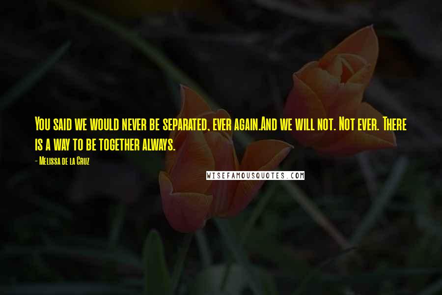 Melissa De La Cruz Quotes: You said we would never be separated, ever again.And we will not. Not ever. There is a way to be together always.