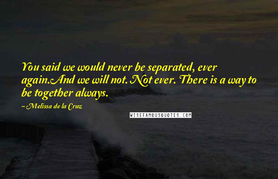 Melissa De La Cruz Quotes: You said we would never be separated, ever again.And we will not. Not ever. There is a way to be together always.