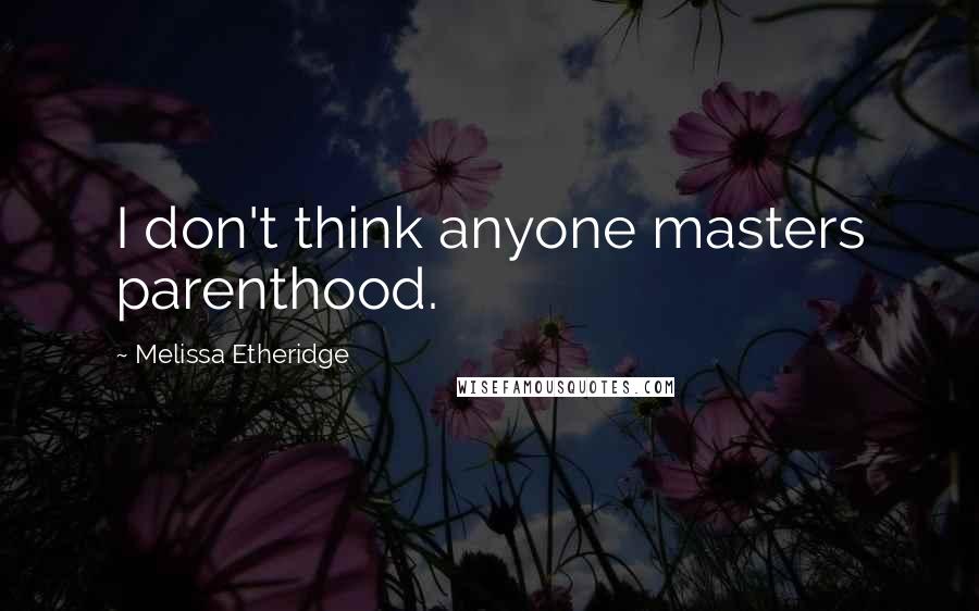 Melissa Etheridge Quotes: I don't think anyone masters parenthood.