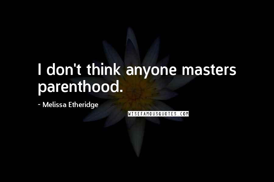 Melissa Etheridge Quotes: I don't think anyone masters parenthood.