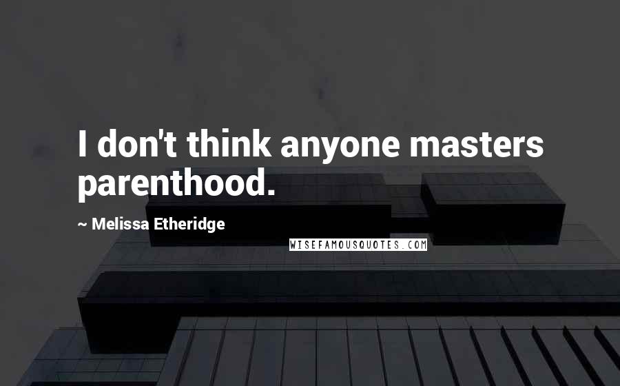 Melissa Etheridge Quotes: I don't think anyone masters parenthood.
