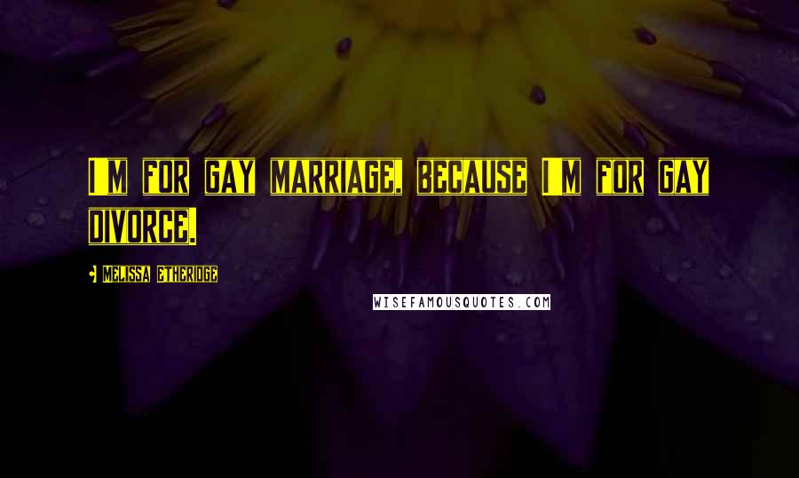 Melissa Etheridge Quotes: I'm for gay marriage, because I'm for gay divorce.