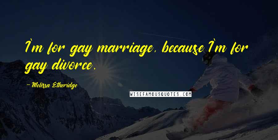 Melissa Etheridge Quotes: I'm for gay marriage, because I'm for gay divorce.