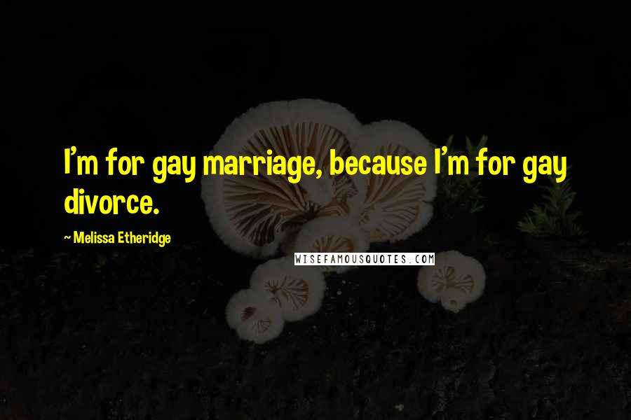 Melissa Etheridge Quotes: I'm for gay marriage, because I'm for gay divorce.