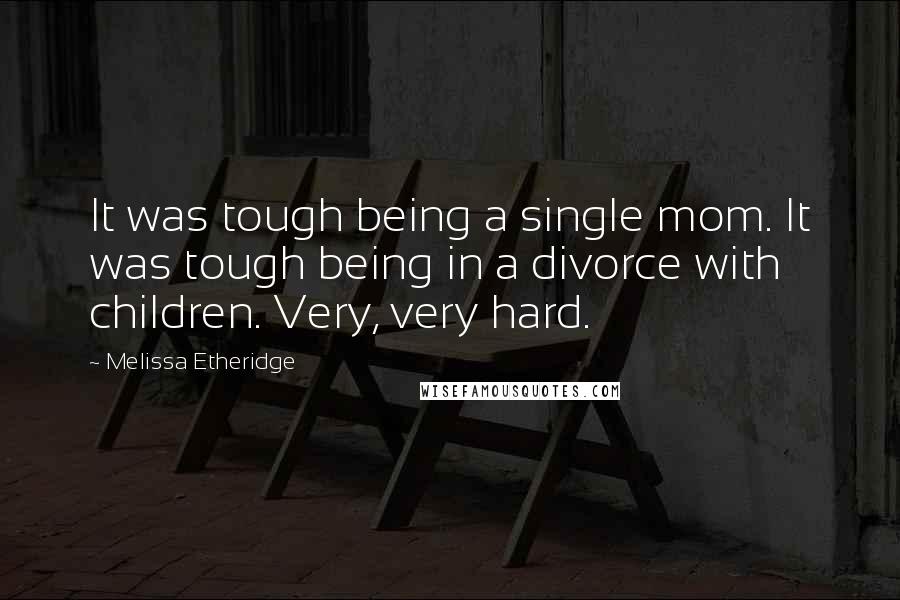 Melissa Etheridge Quotes: It was tough being a single mom. It was tough being in a divorce with children. Very, very hard.