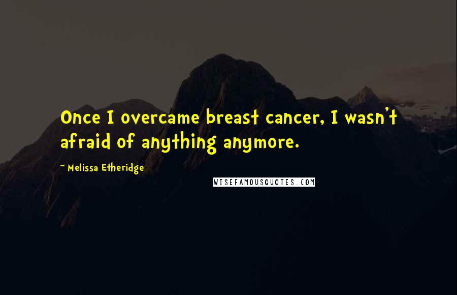 Melissa Etheridge Quotes: Once I overcame breast cancer, I wasn't afraid of anything anymore.