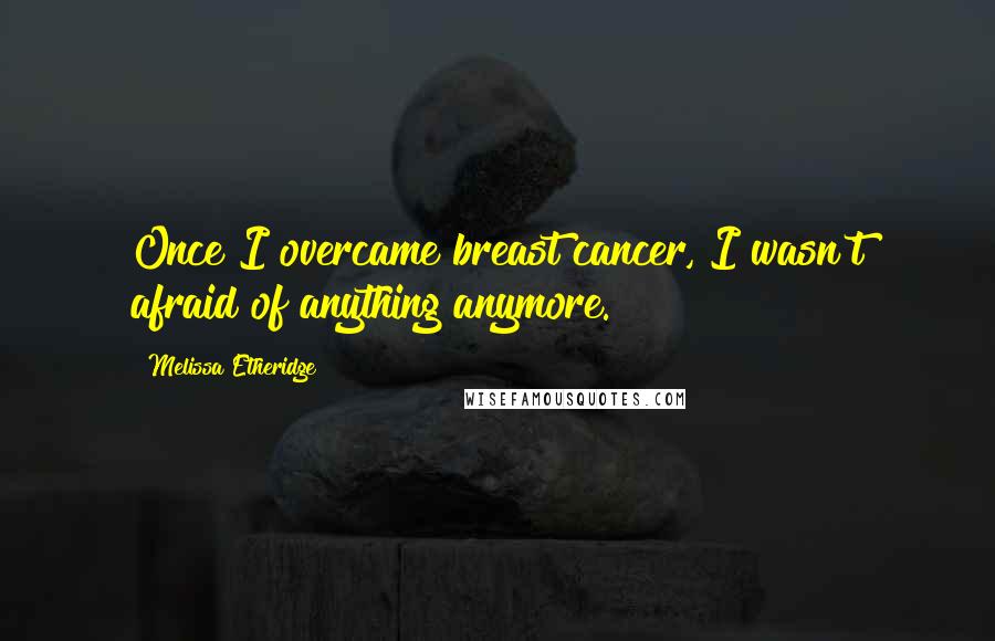 Melissa Etheridge Quotes: Once I overcame breast cancer, I wasn't afraid of anything anymore.