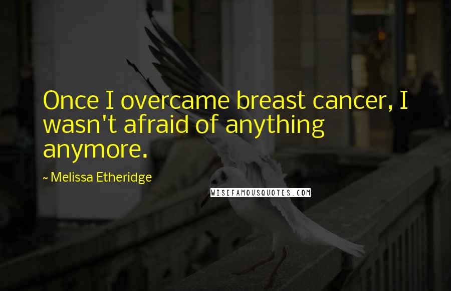 Melissa Etheridge Quotes: Once I overcame breast cancer, I wasn't afraid of anything anymore.