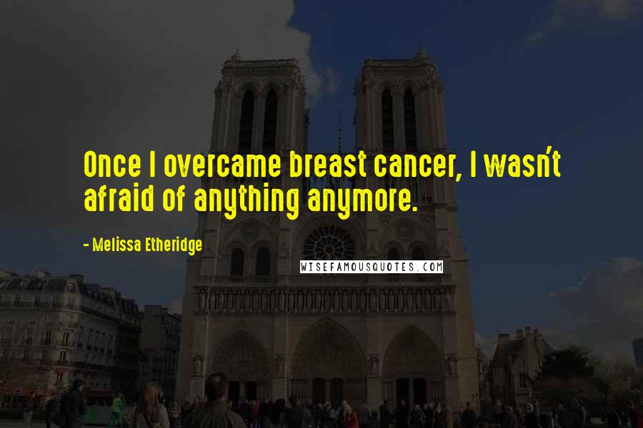 Melissa Etheridge Quotes: Once I overcame breast cancer, I wasn't afraid of anything anymore.