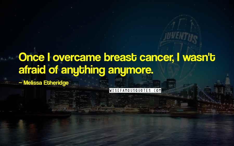 Melissa Etheridge Quotes: Once I overcame breast cancer, I wasn't afraid of anything anymore.