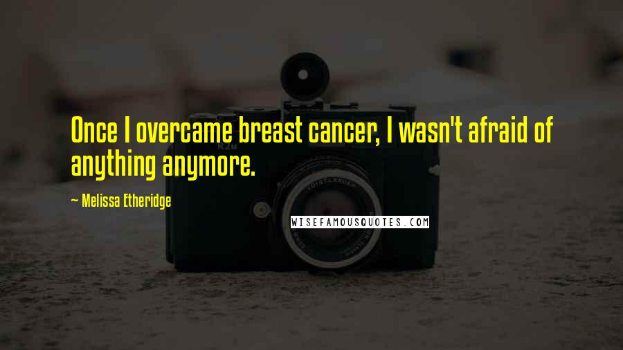 Melissa Etheridge Quotes: Once I overcame breast cancer, I wasn't afraid of anything anymore.