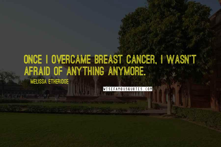 Melissa Etheridge Quotes: Once I overcame breast cancer, I wasn't afraid of anything anymore.