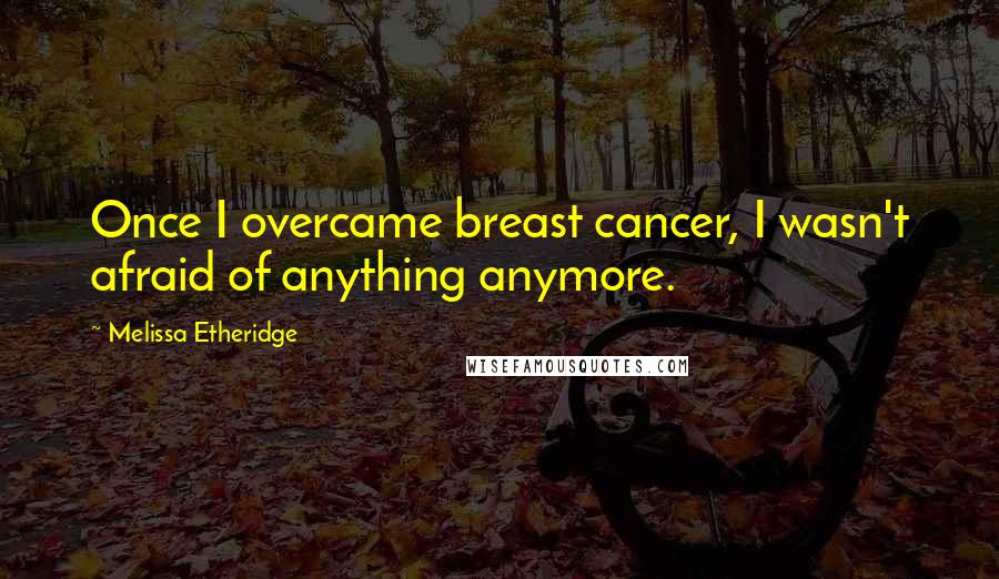 Melissa Etheridge Quotes: Once I overcame breast cancer, I wasn't afraid of anything anymore.