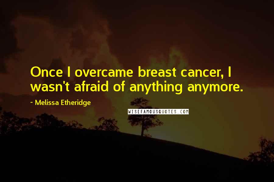 Melissa Etheridge Quotes: Once I overcame breast cancer, I wasn't afraid of anything anymore.