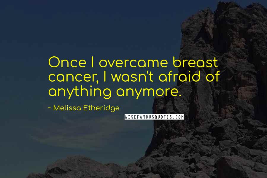 Melissa Etheridge Quotes: Once I overcame breast cancer, I wasn't afraid of anything anymore.