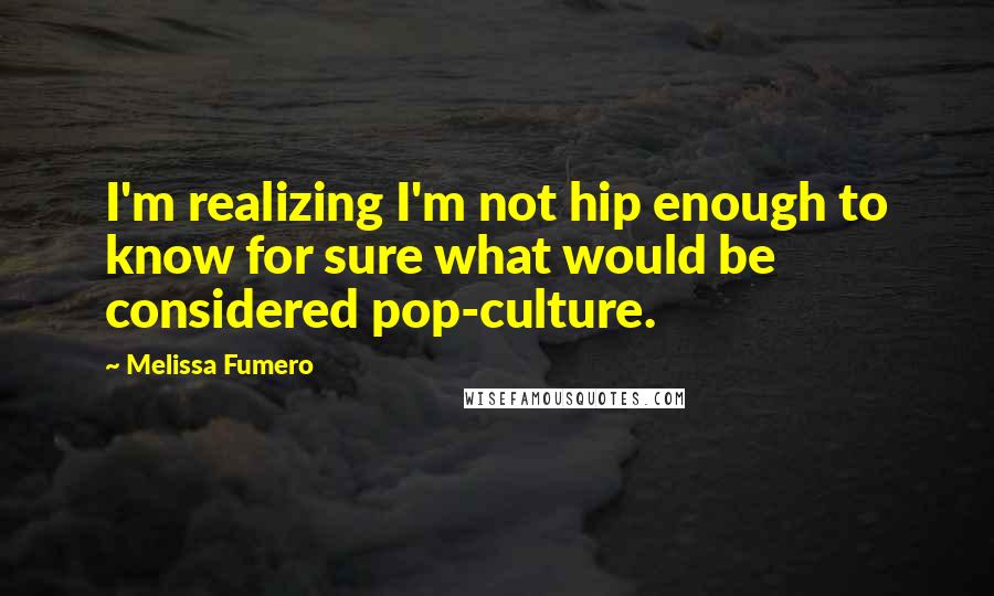 Melissa Fumero Quotes: I'm realizing I'm not hip enough to know for sure what would be considered pop-culture.