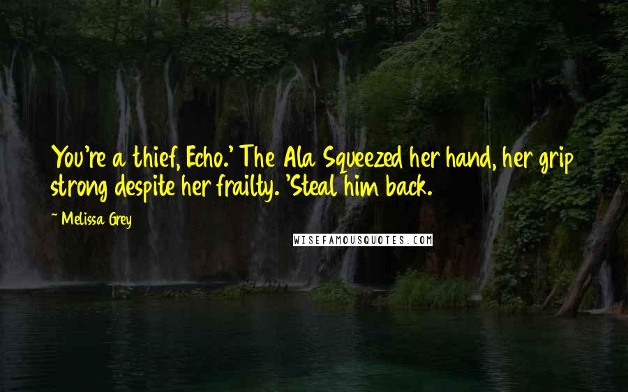 Melissa Grey Quotes: You're a thief, Echo.' The Ala Squeezed her hand, her grip strong despite her frailty. 'Steal him back.