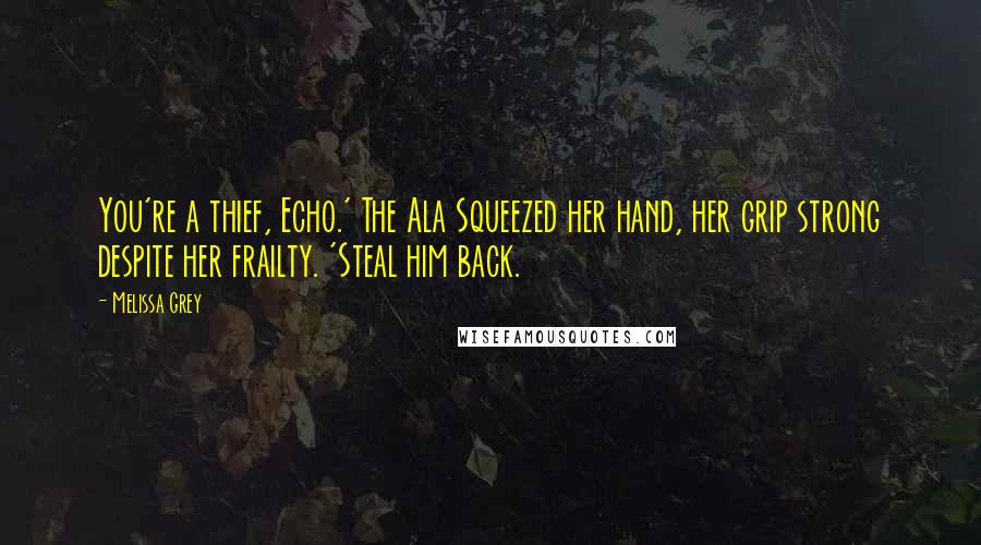 Melissa Grey Quotes: You're a thief, Echo.' The Ala Squeezed her hand, her grip strong despite her frailty. 'Steal him back.