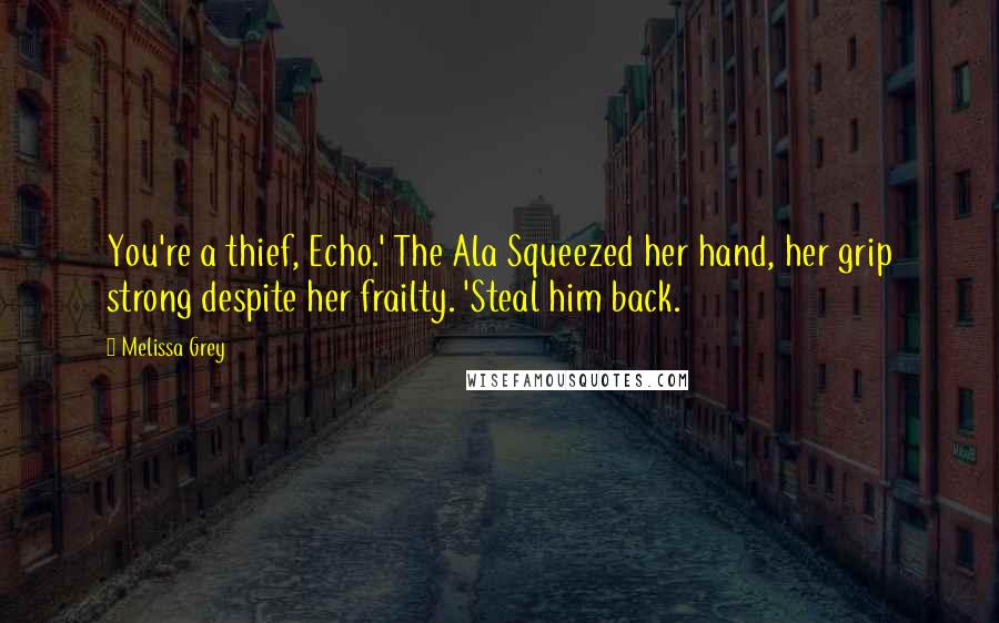 Melissa Grey Quotes: You're a thief, Echo.' The Ala Squeezed her hand, her grip strong despite her frailty. 'Steal him back.