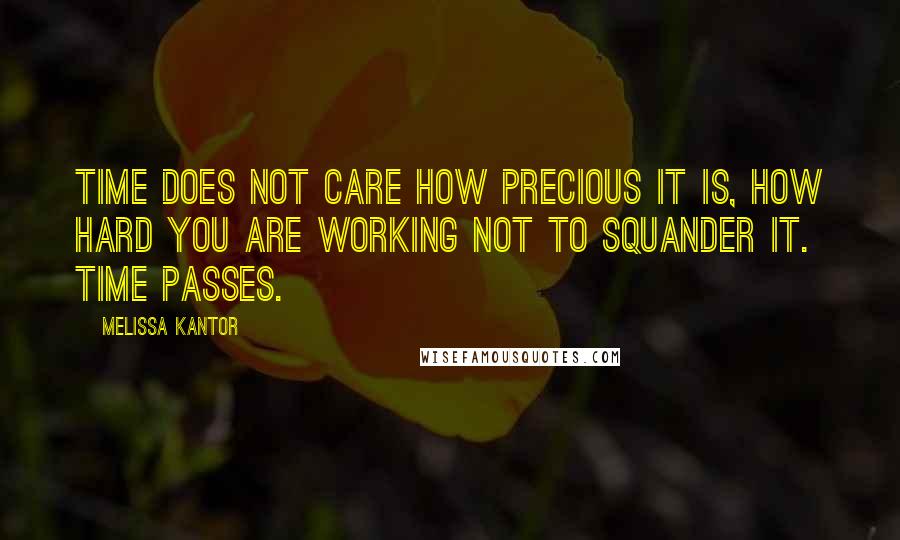 Melissa Kantor Quotes: Time does not care how precious it is, how hard you are working not to squander it. Time passes.