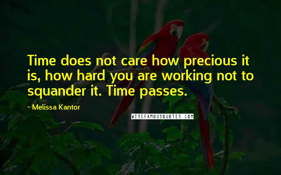 Melissa Kantor Quotes: Time does not care how precious it is, how hard you are working not to squander it. Time passes.