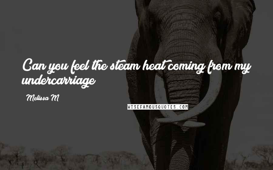 Melissa M Quotes: Can you feel the steam heat coming from my undercarriage?