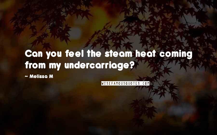 Melissa M Quotes: Can you feel the steam heat coming from my undercarriage?