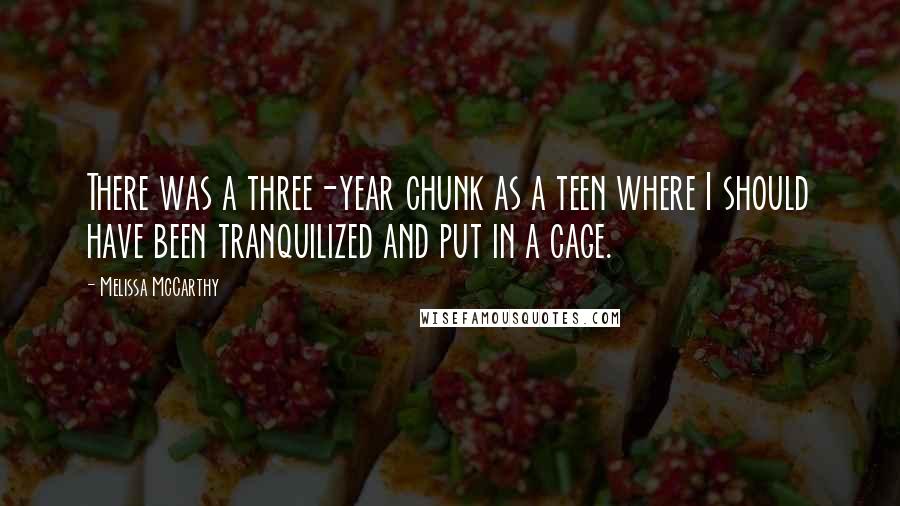 Melissa McCarthy Quotes: There was a three-year chunk as a teen where I should have been tranquilized and put in a cage.