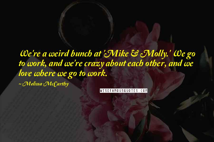 Melissa McCarthy Quotes: We're a weird bunch at 'Mike & Molly.' We go to work, and we're crazy about each other, and we love where we go to work.