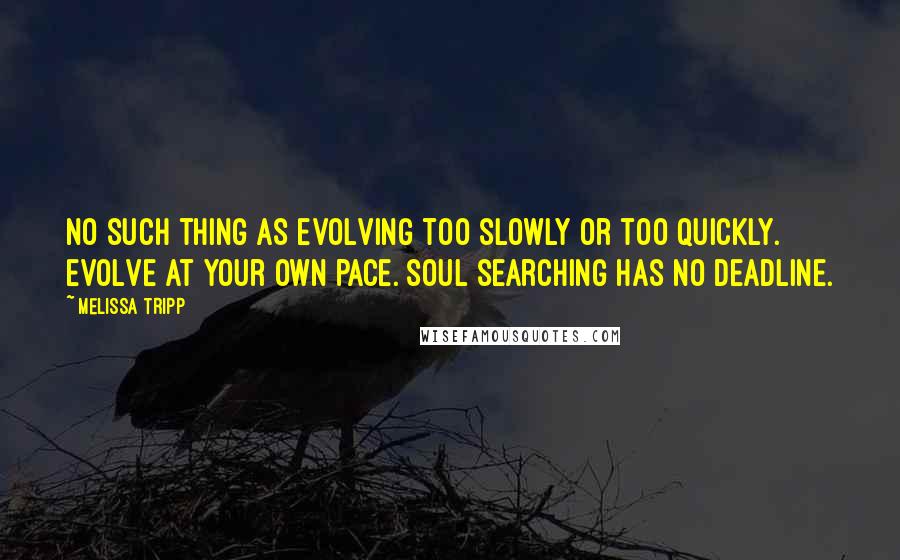 Melissa Tripp Quotes: no such thing as evolving too slowly or too quickly. evolve at your own pace. soul searching has no deadline.