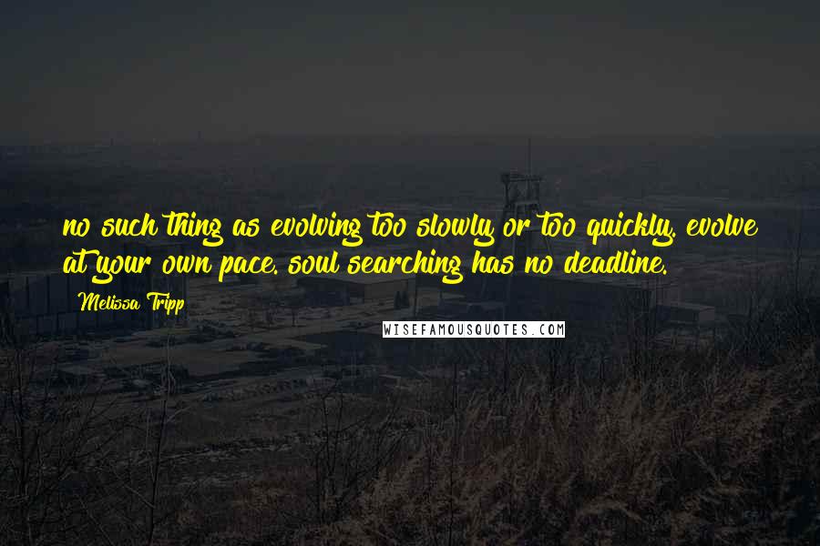 Melissa Tripp Quotes: no such thing as evolving too slowly or too quickly. evolve at your own pace. soul searching has no deadline.