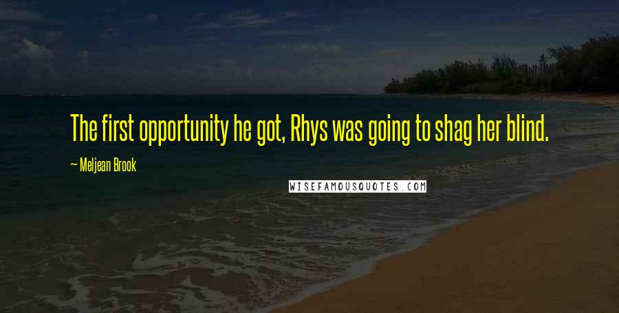 Meljean Brook Quotes: The first opportunity he got, Rhys was going to shag her blind.
