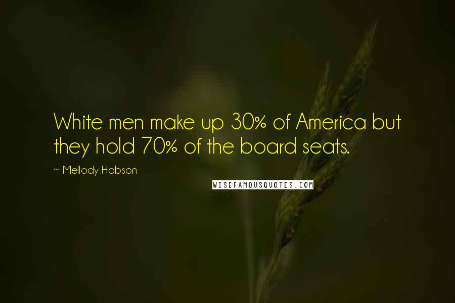 Mellody Hobson Quotes: White men make up 30% of America but they hold 70% of the board seats.