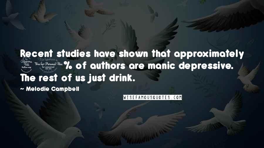 Melodie Campbell Quotes: Recent studies have shown that approximately 40% of authors are manic depressive. The rest of us just drink.