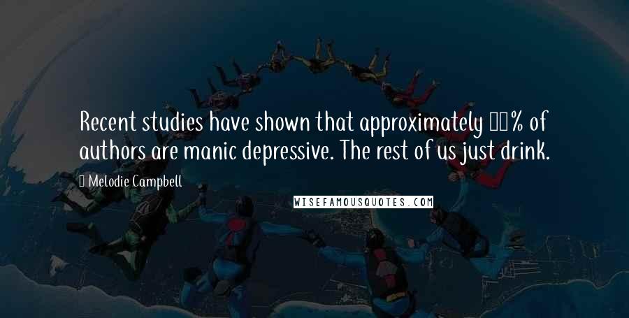 Melodie Campbell Quotes: Recent studies have shown that approximately 40% of authors are manic depressive. The rest of us just drink.