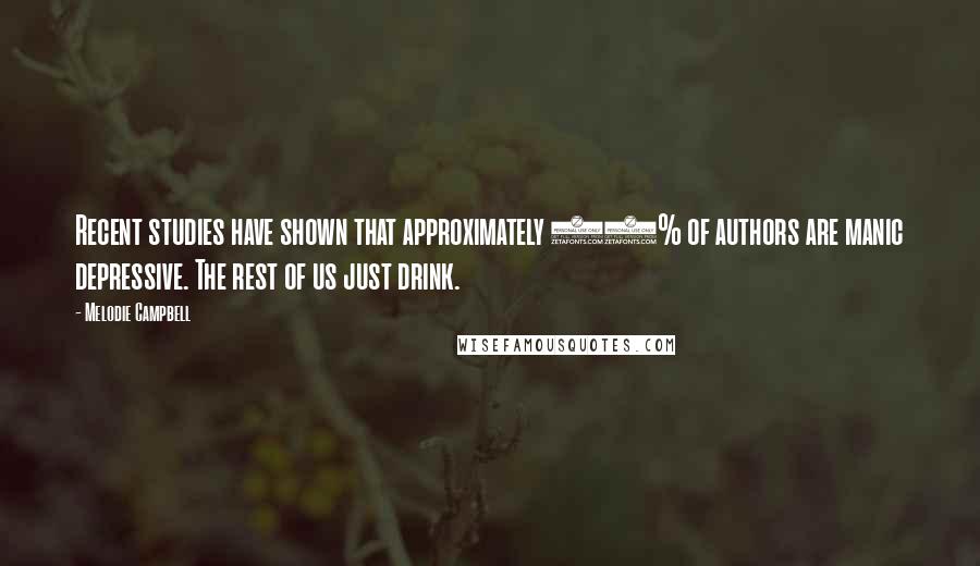 Melodie Campbell Quotes: Recent studies have shown that approximately 40% of authors are manic depressive. The rest of us just drink.