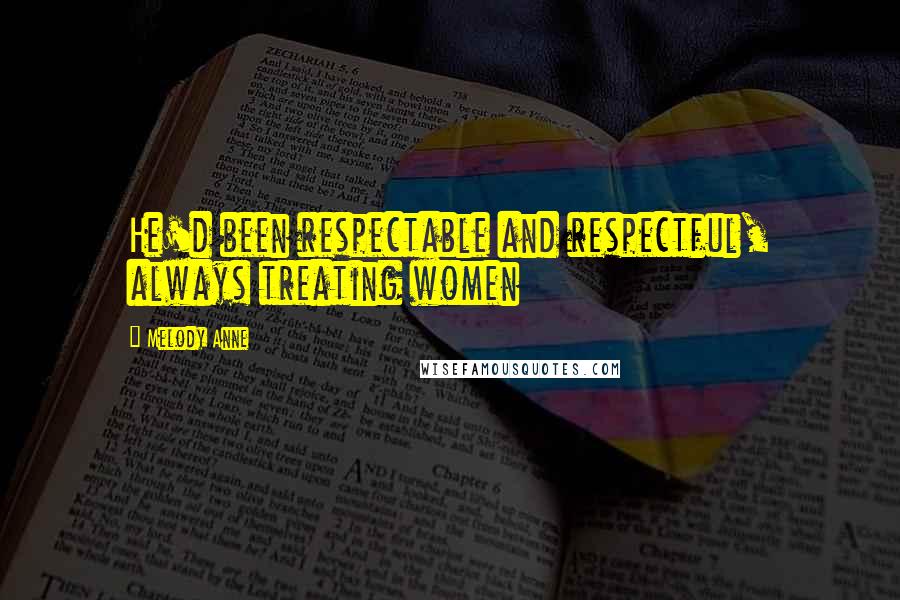 Melody Anne Quotes: He'd been respectable and respectful, always treating women