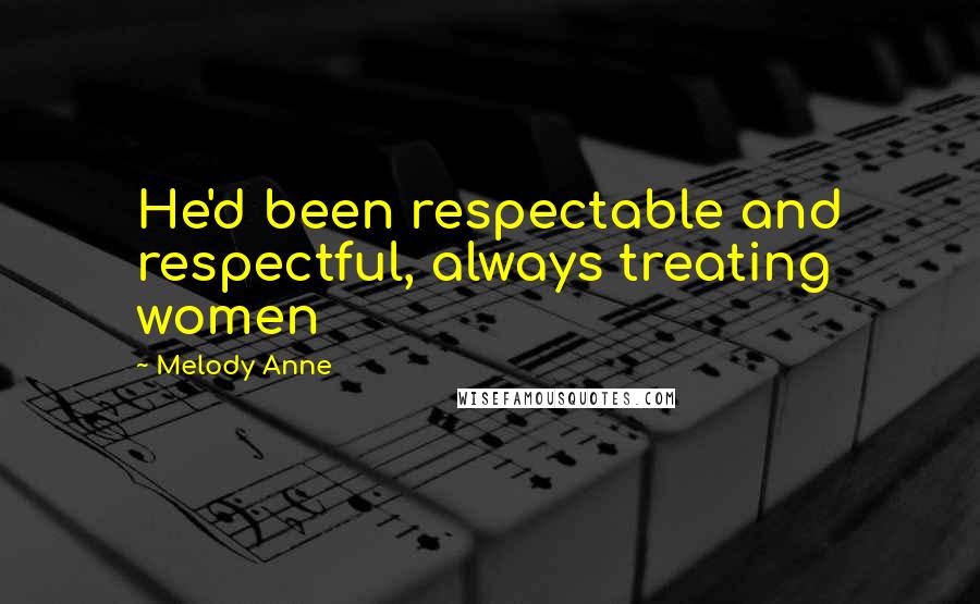 Melody Anne Quotes: He'd been respectable and respectful, always treating women