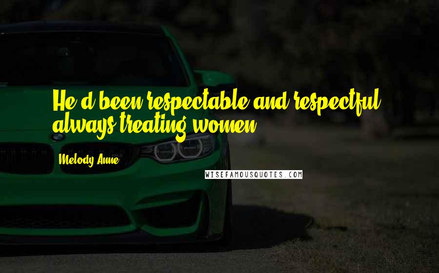 Melody Anne Quotes: He'd been respectable and respectful, always treating women