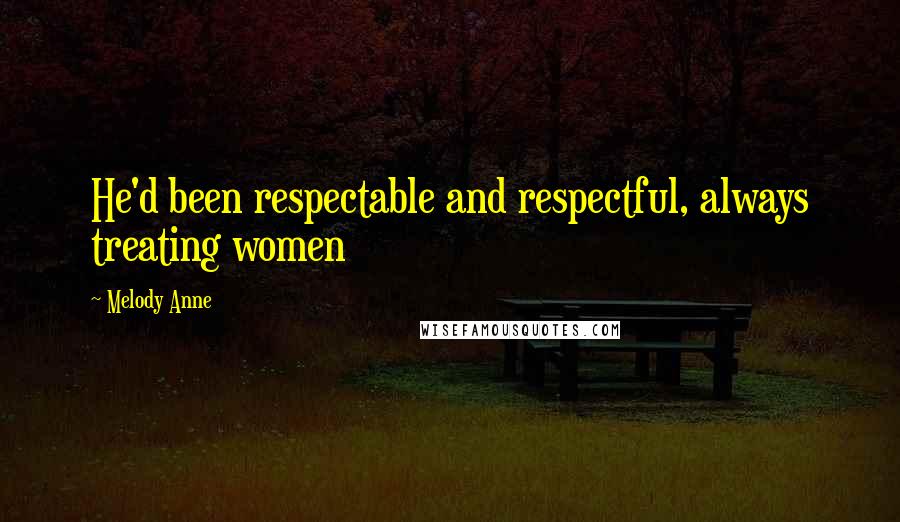 Melody Anne Quotes: He'd been respectable and respectful, always treating women