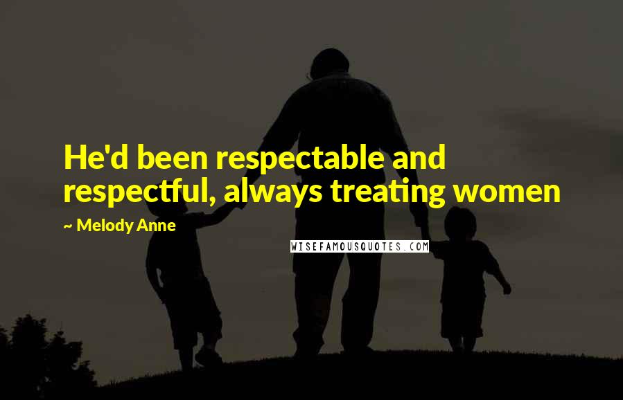 Melody Anne Quotes: He'd been respectable and respectful, always treating women