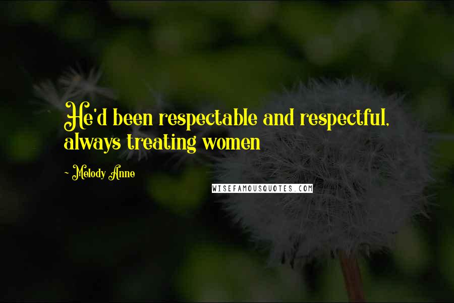 Melody Anne Quotes: He'd been respectable and respectful, always treating women