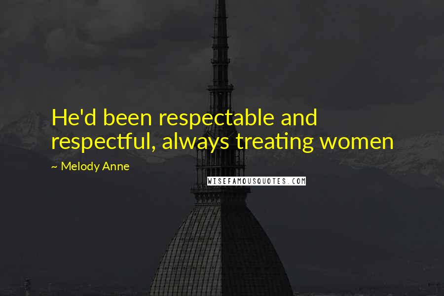 Melody Anne Quotes: He'd been respectable and respectful, always treating women